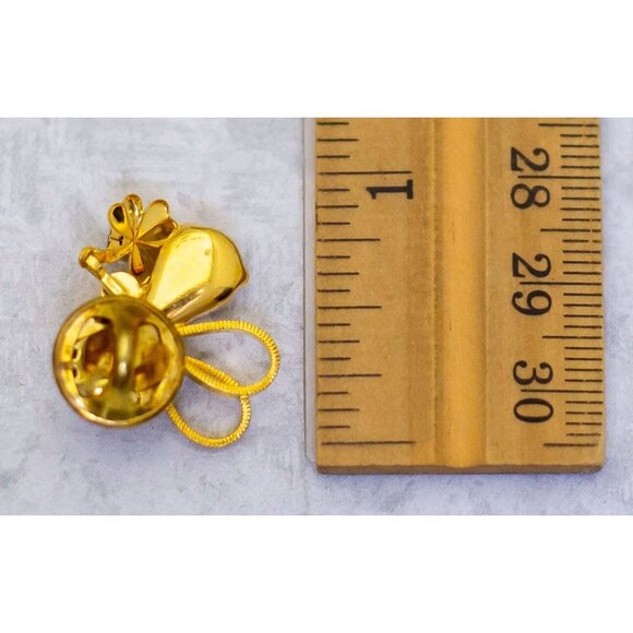 Vintage Gold Tone Teardrop Diamond Gem Rhinestone Ribbon Pink Pin - CN1 - Picture 2 of 2